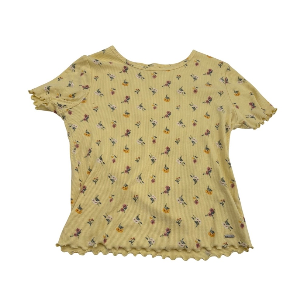 Hollister Must-Have Collection Yellow Floral T-Shirt Medium Short Sleeve